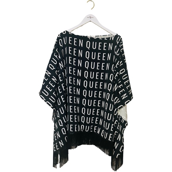🖤🤍🖤BUNDLE-SASSY JONES “QUEEN” PONCHO and “QUEEN” SCARF🖤🤍🖤 - Picture 4 of 7